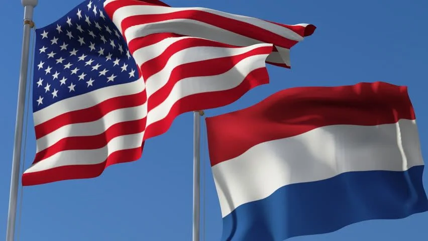 American and Dutch flags